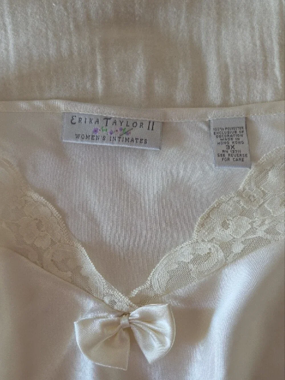 Silky Ivory Lace Trim Nightie